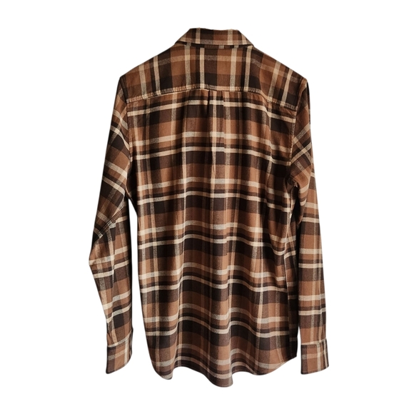 Vans Men Medium Brown Plaid Flannel Button Down Shirt Cotton Blend Tailored Fit - Picture 6 of 7